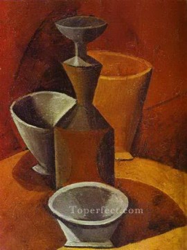 Jarra y copas 1908 cubismo Pablo Picasso Pinturas al óleo